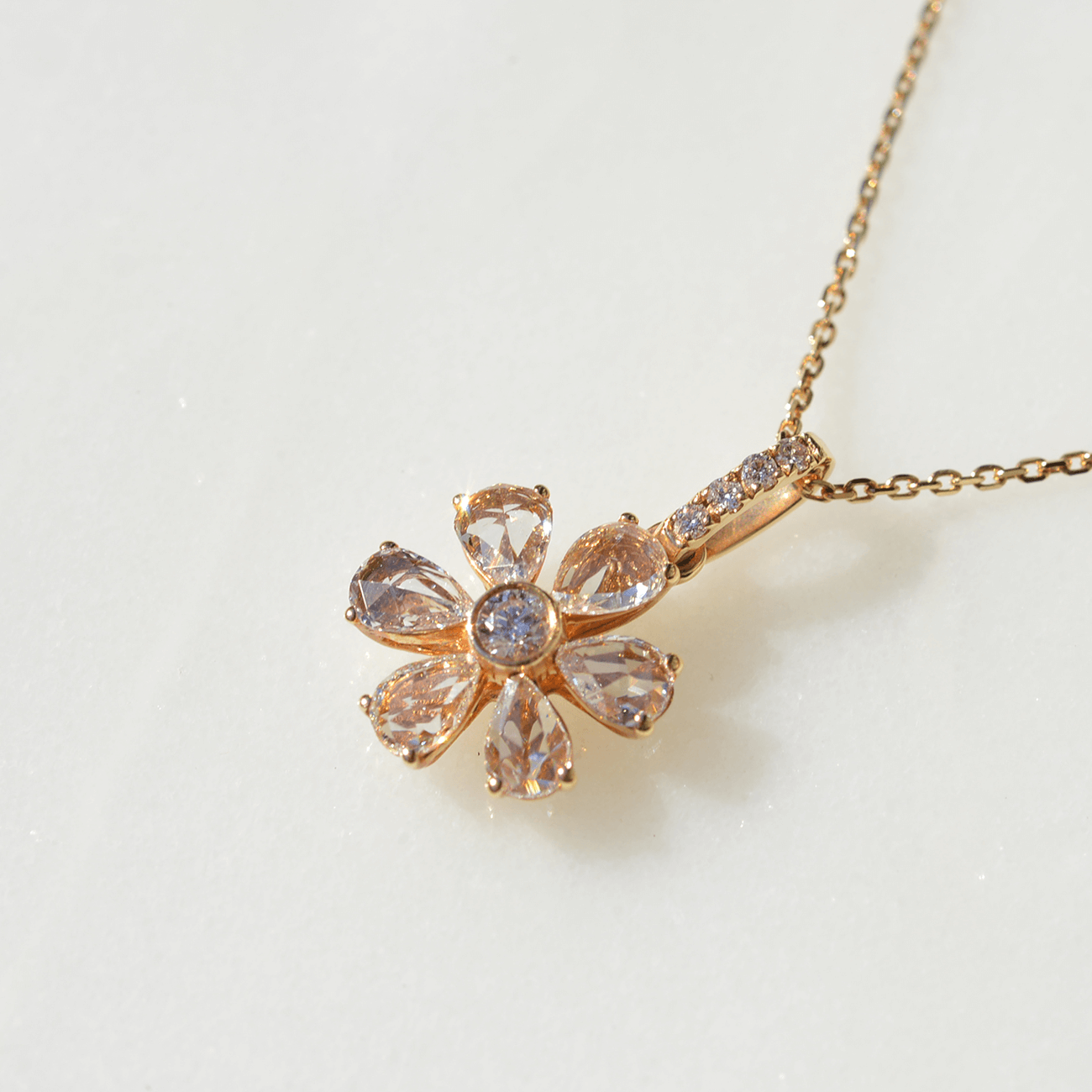K18YG ローズカット ダイヤモンド ペンダントネックレス 0.21ct 
